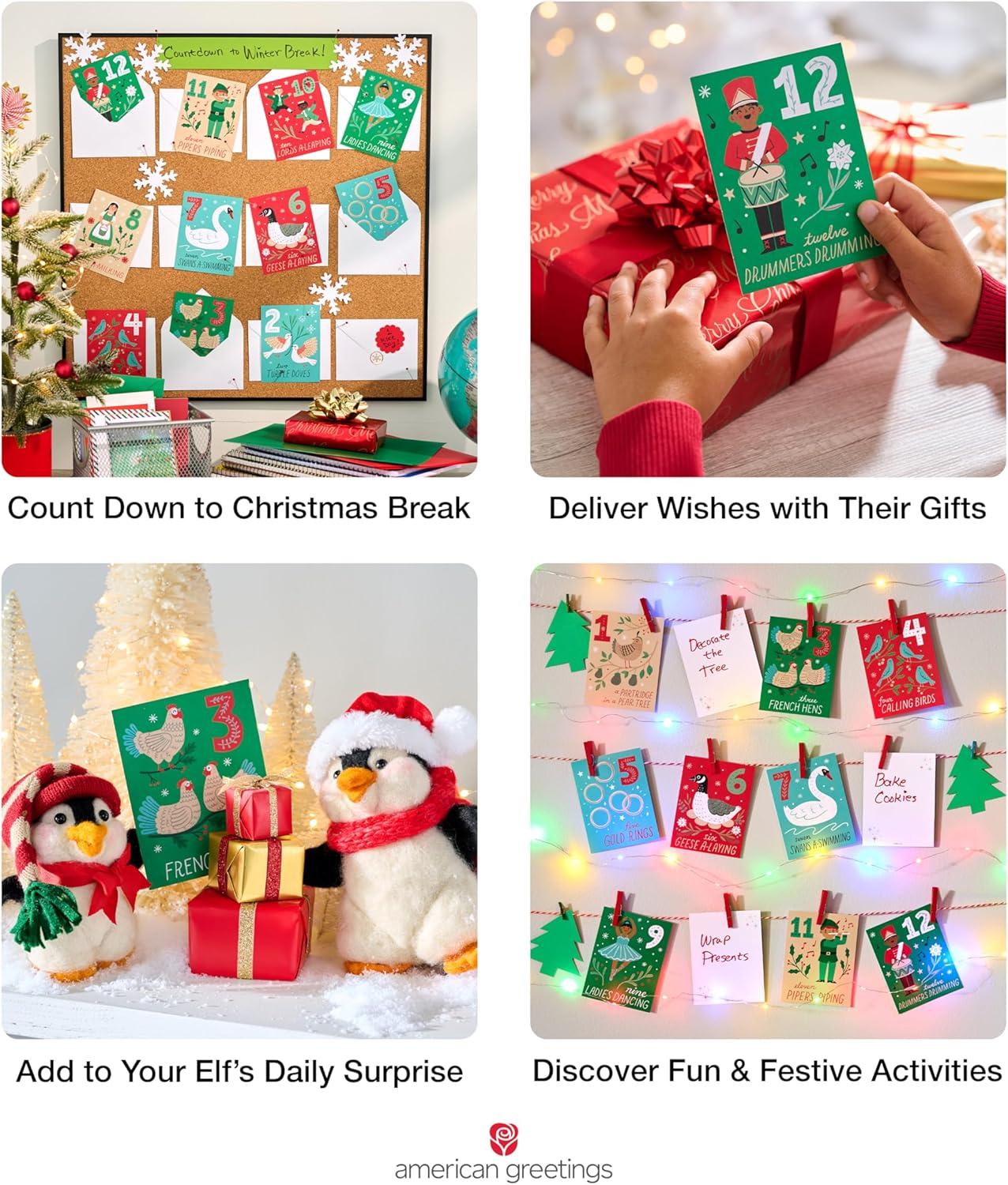 imageAmerican Greetings 12 ct Twelve Days of Christmas Countdown Advent Calendar Mini Note Cards for Kids with Envelopes and Sticker Seals 12 Days of Christmas12 DAYS OF XMAS 12CT