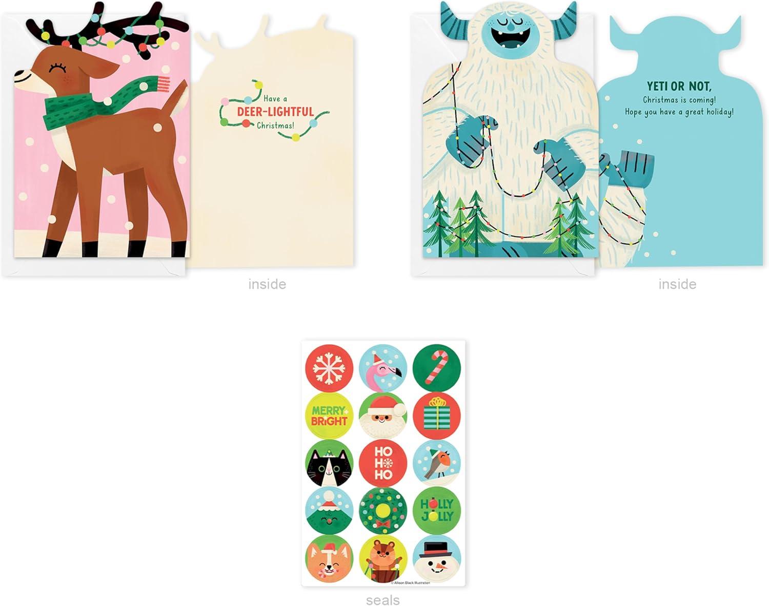 imageAmerican Greetings 12 ct Twelve Days of Christmas Countdown Advent Calendar Mini Note Cards for Kids with Envelopes and Sticker Seals 12 Days of ChristmasXMAS ALLISON BLACK CB 10CT