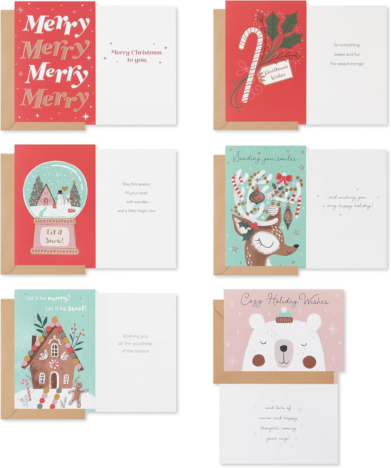 imageAmerican Greetings Christmas Cards with Envelopes Trendy Pink Pastel Designs 25CountHOLIDAY XMAS TREND 25 BNDL
