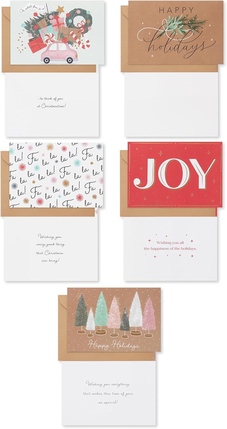 imageAmerican Greetings Christmas Cards with Envelopes Trendy Pink Pastel Designs 25CountHOLIDAY XMAS TREND 25 BNDL