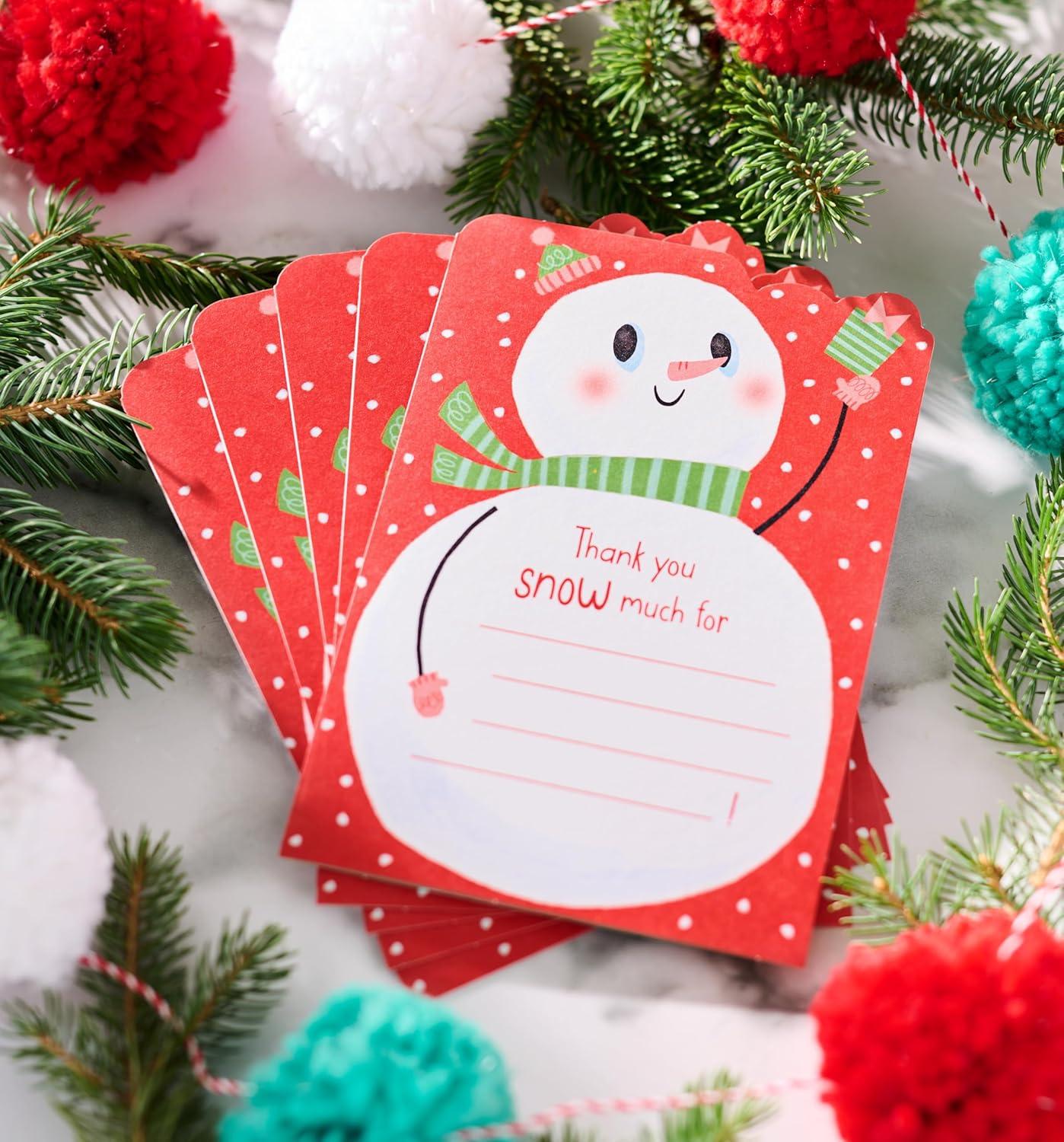 imageAmerican Greetings Christmas Thank You Cards from Kid Im So Lucky Checklist 6CountSnowman