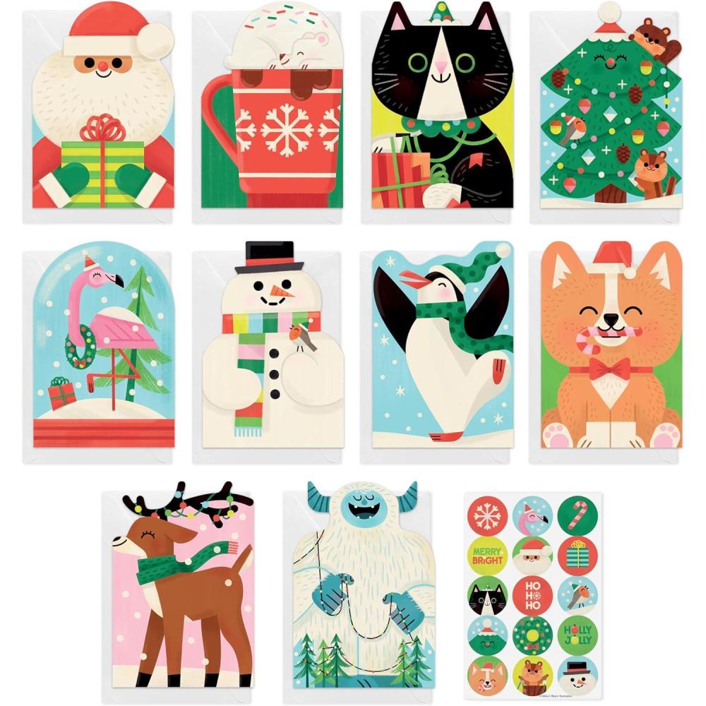 imageAmerican Greetings 12 ct Twelve Days of Christmas Countdown Advent Calendar Mini Note Cards for Kids with Envelopes and Sticker Seals 12 Days of ChristmasXMAS ALLISON BLACK CB 10CT