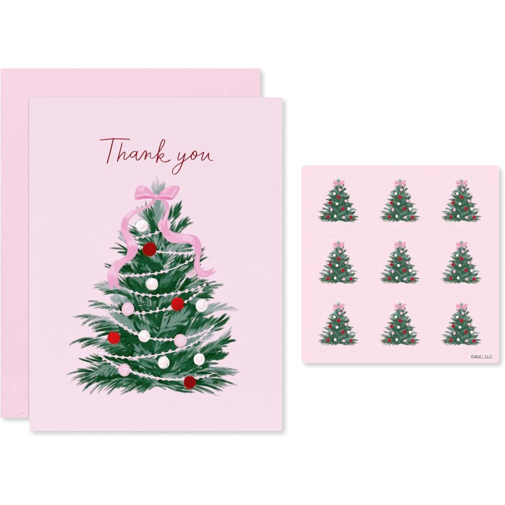 imageAmerican Greetings Blank Trendy Christmas Thank You Cards with Envelopes and Sticker Seals Woodland Creatures 25 CountXMAS FEM TY 25CT