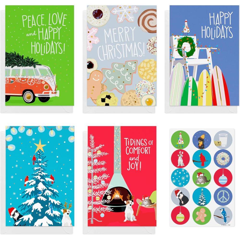 imageAmerican Greetings Christmas Cards with Envelopes Happy Holidays 15CountXMAS APT2 TREND CB 15CT