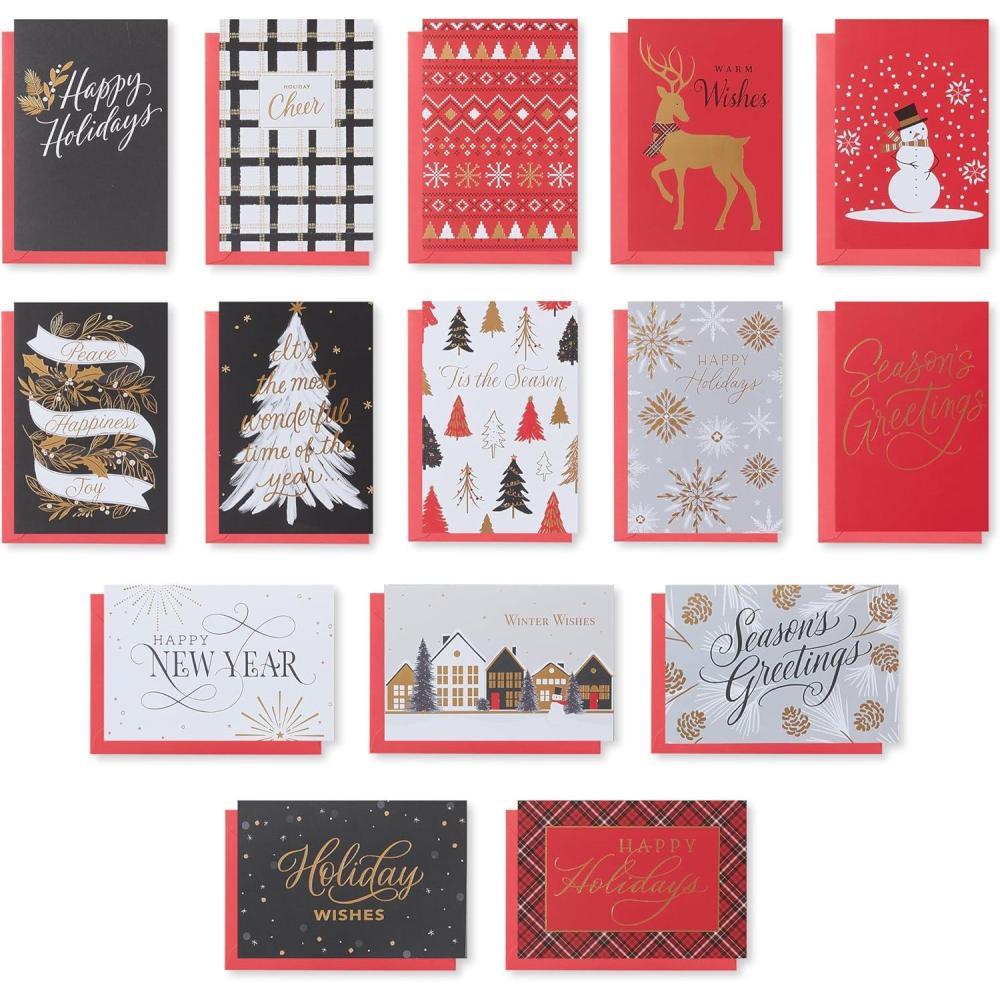 imageAmerican Greetings Christmas Cards with Envelopes Traditional Winter Designs 25CountTRAD HOLIDAY BNDL 15 CT