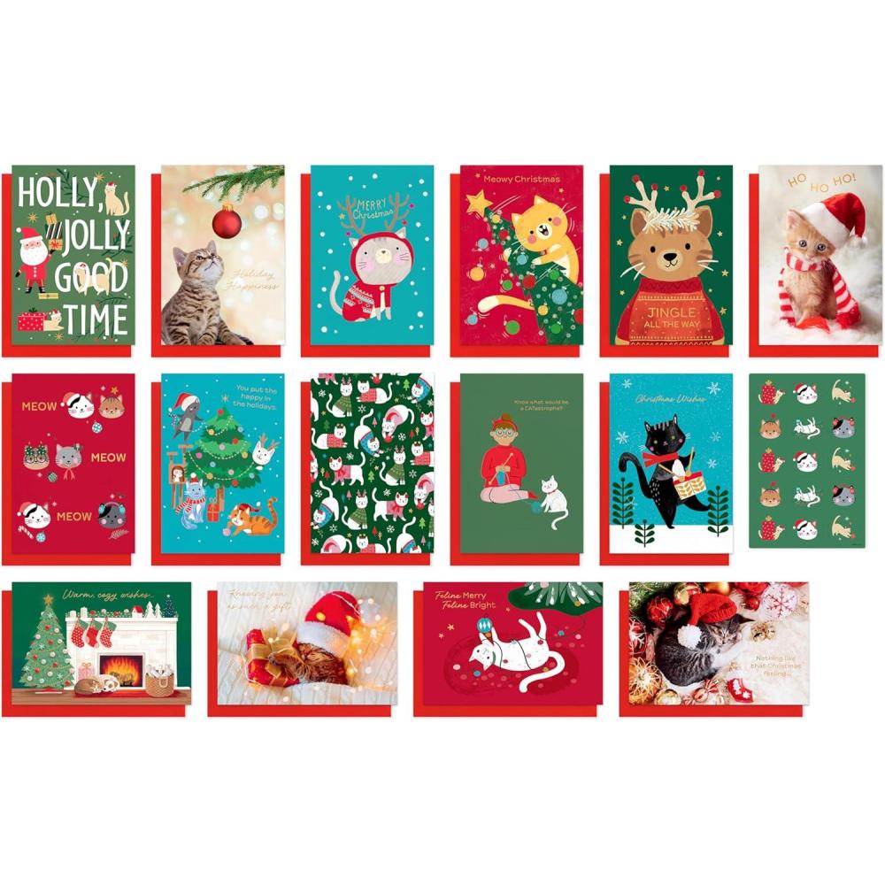imageAmerican Greetings Christmas Cards with Envelopes Trendy Pink Pastel Designs 25CountXMAS CAT CB 15CT