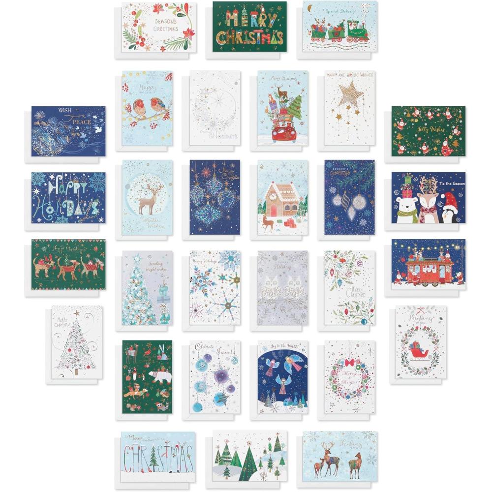 imageAmerican Greetings Christmas Cards with Envelopes Wintery Christmas Designed by Turnowsky 30CountTNWSKY Holiday XMAS 30 BNDL