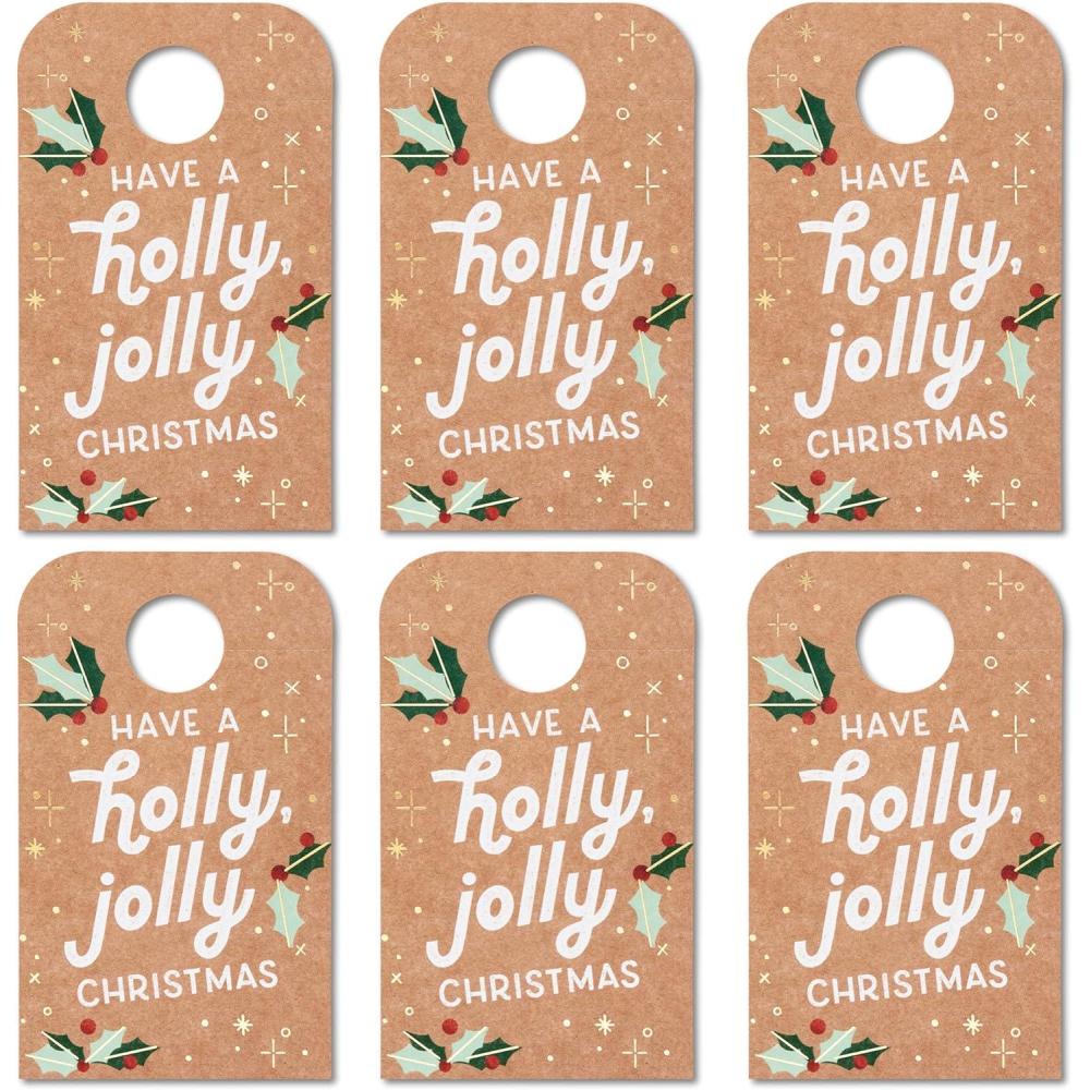 imageAmerican Greetings Christmas Gift Tags for Wine Bottle Holly Jolly Christmas 6Count