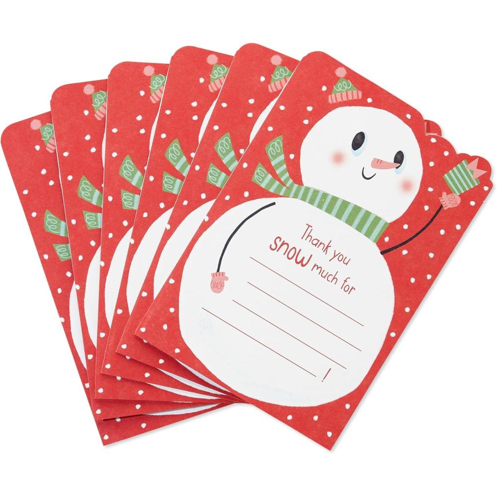 imageAmerican Greetings Christmas Thank You Cards from Kid Im So Lucky Checklist 6CountSnowman