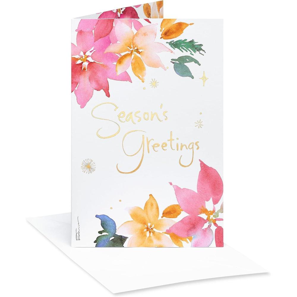 imageAmerican Greetings Deluxe Blank Christmas Cards Boxed with Envelopes by Kathy Davis Seasons Greetings 12CountWhite  pink  green