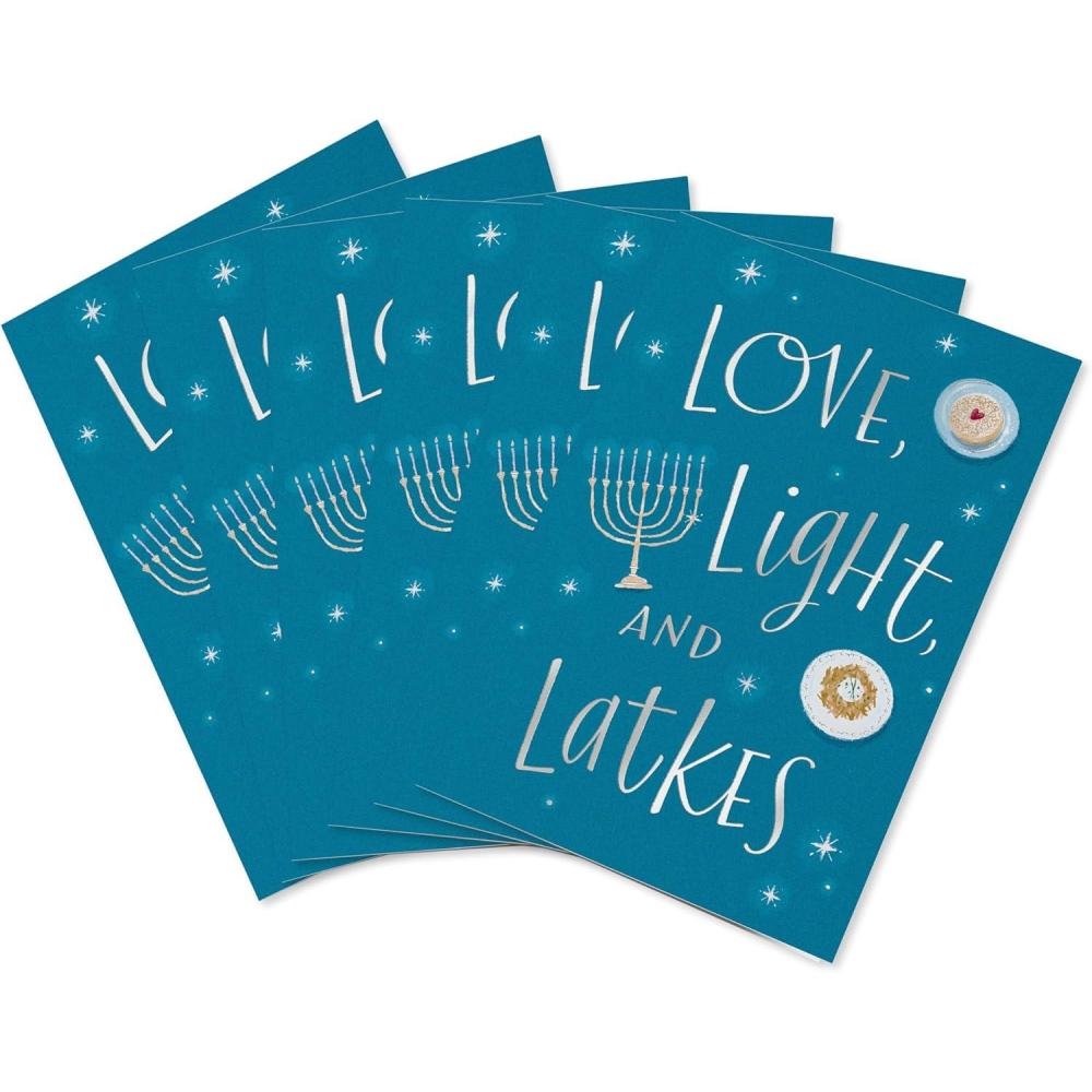 imageAmerican Greetings Gift Card Holder Hanukkah Cards Dreidels 6CountLettering and Hanukkah Icons