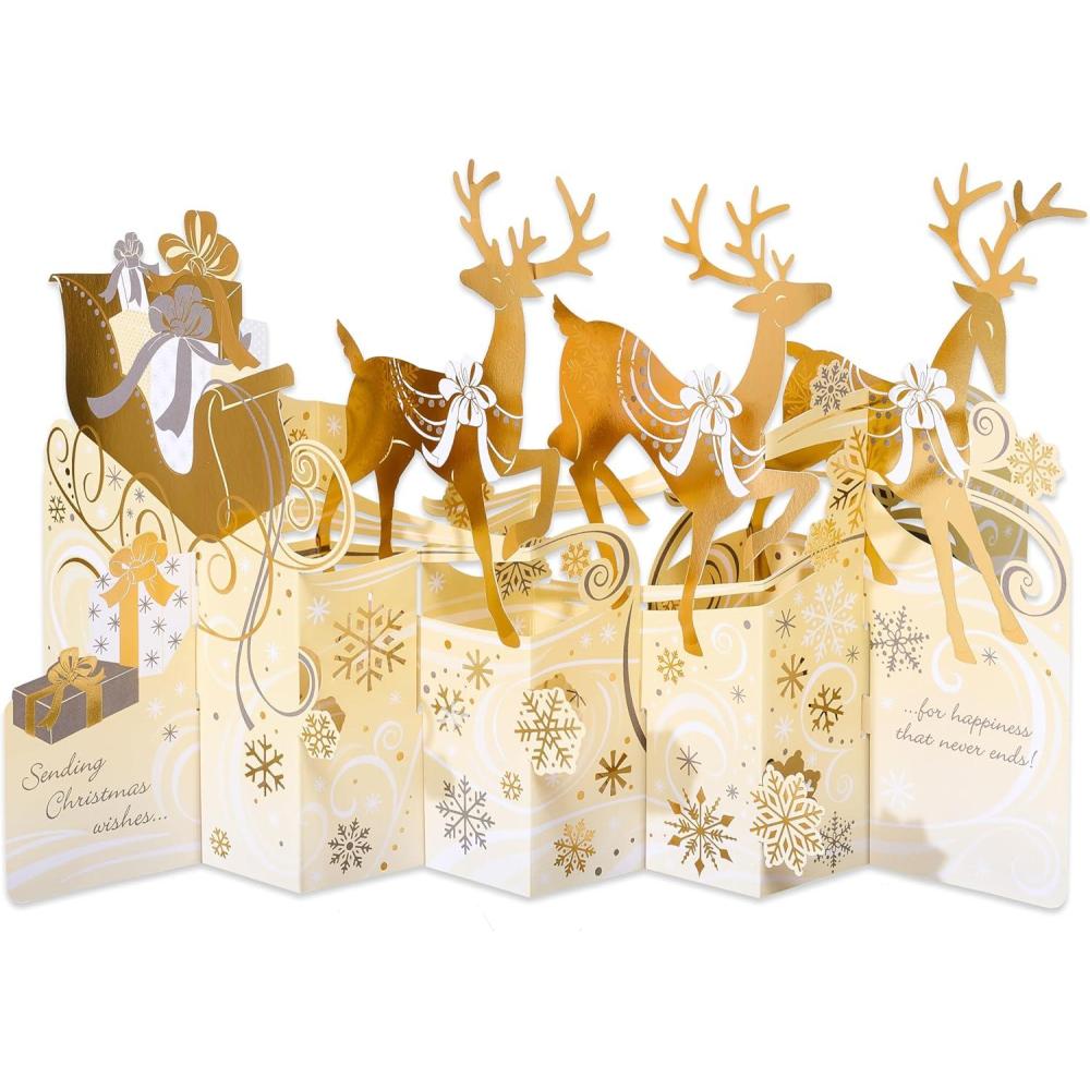 imageAmerican Greetings Magic Moments Christmas Card for Anyone Decorative Sleigh Never EndsDecorative Sleigh w Reindeer