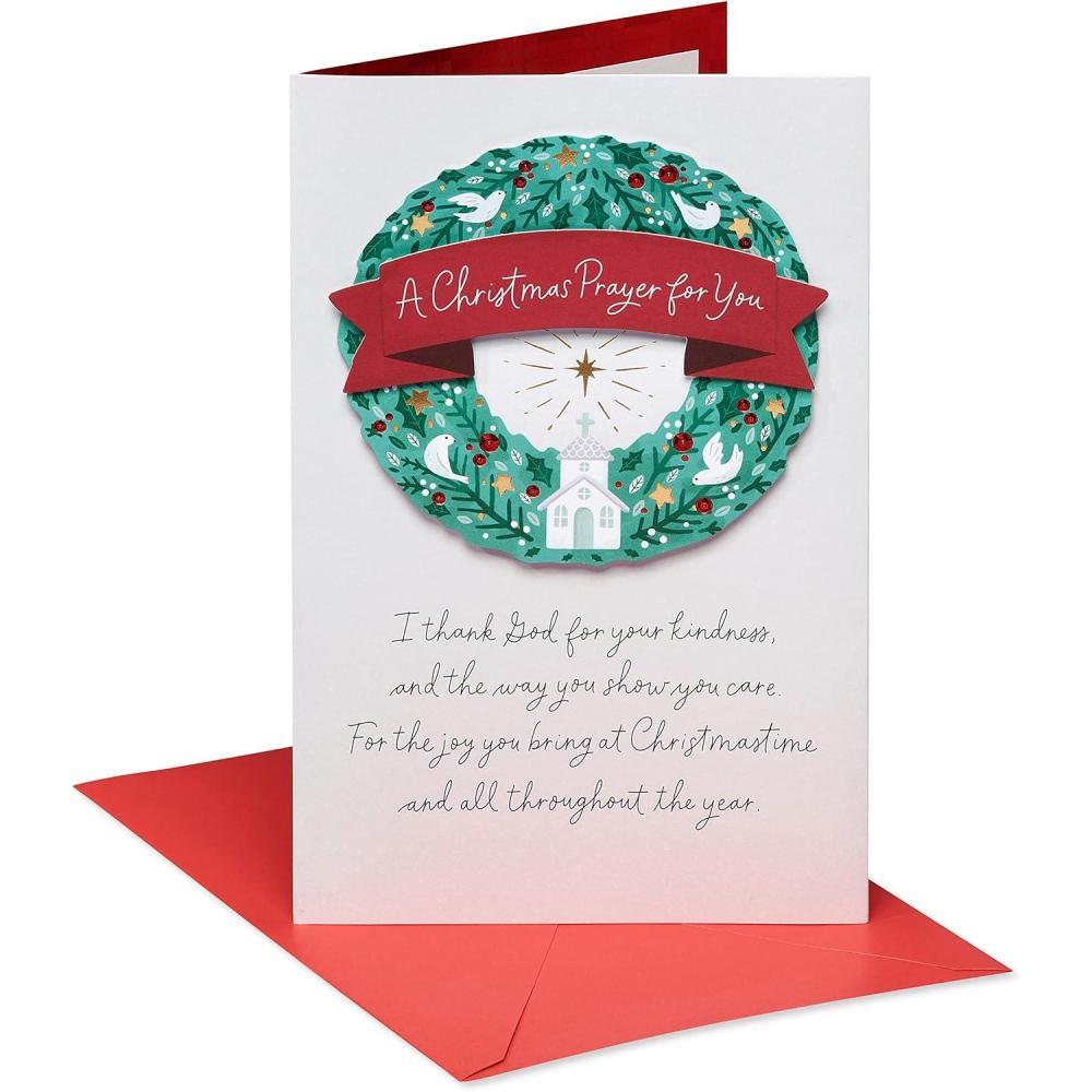 imageAmerican Greetings Religious Christmas Card I Thank God for Your KindnessWreath w Icons