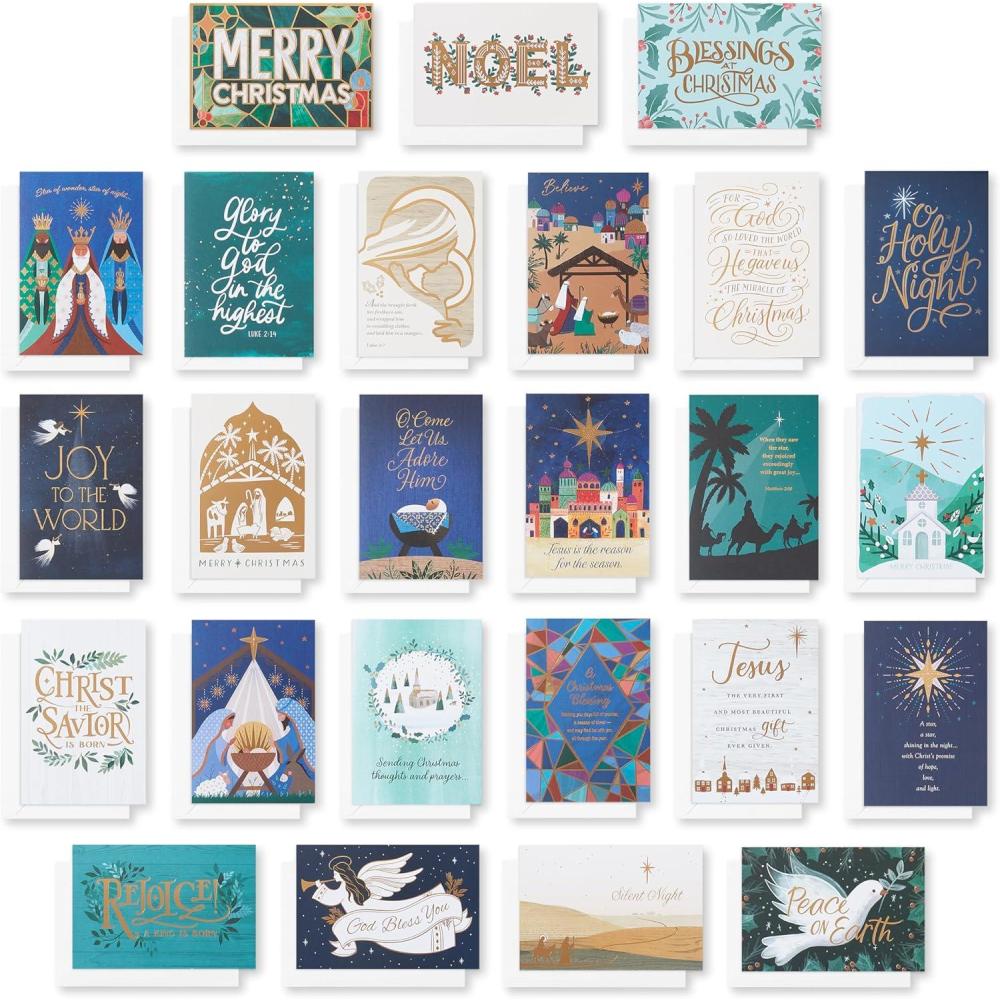 imageAmerican Greetings Religious Christmas Cards with Envelopes Traditional Designs 25CountRELIGIOUS XMAS 25 CRD BNDL