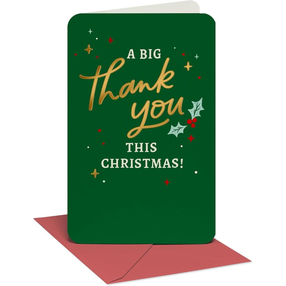 imageAmerican Greetings Traditional Thank You Christmas Card for Anyone So GratefulLtg w Holly