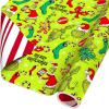 American Greetings 40 sq. ft. Reversible The Grinch Wrapping Paper for Christmas, Stripes (1 Roll, 30 in. x 192 in.)