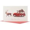 American Greetings Deluxe Blank Christmas Cards Boxed with Envelopes by Kathy Davis, Seasons Greetings (12-Count)(Deer Pulling Station Wagon)