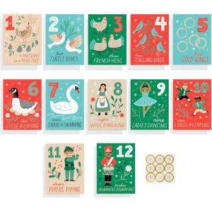 American Greetings 12 ct. Twelve Days of Christmas Countdown, Advent Calendar Mini Note Cards for Kids with Envelopes and Sticker Seals (12 Days of Christmas)(12 DAYS OF XMAS 12CT)