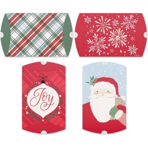 American Greetings 4 ct. Assorted Christmas Gift Card Holder Mini Treat Bags (Cocoa, Snowman, Christmas Tree, Gingerbread House)(GCH XM RED GRN PILLOW BOX 24CT)