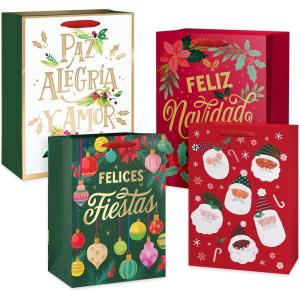 American Greetings 60 sq. ft. Alegria Paz Christmas Wrapping Paper, Florals (1 Roll, 30 in. x 288 in.)(MD LG XM LA ROSA BAG BNDL 4CT)