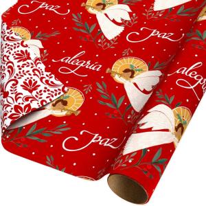 American Greetings 60 sq. ft. Alegria Paz Christmas Wrapping Paper, Florals (1 Roll, 30 in. x 288 in.)(SR3060SQ PR FSC XM LAROSAANGEL)