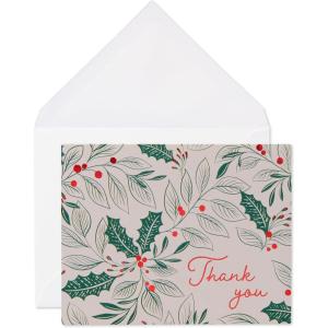American Greetings Blank Trendy Christmas Thank You Cards with Envelopes and Sticker Seals, Woodland Creatures (25 Count)(CHRISTMAS THANK YOU HOLLY 25CT)
