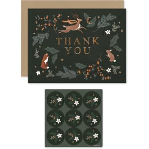 American Greetings Blank Trendy Christmas Thank You Cards with Envelopes and Sticker Seals, Woodland Creatures (25 Count)(XMAS TREND TY 25CT)