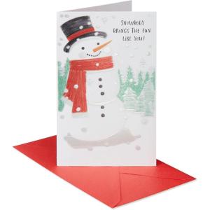 American Greetings Christmas Card Money & Gift Card Holder (Laughter and Love)(Snowman Deep Emboss)