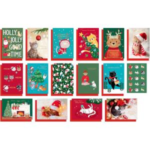 American Greetings Christmas Cards with Envelopes, Trendy Pink Pastel Designs (25-Count)(XMAS CAT CB 15CT)