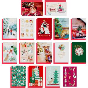 American Greetings Christmas Cards with Envelopes, Trendy Pink Pastel Designs (25-Count)(XMAS DOG CB 15CT)