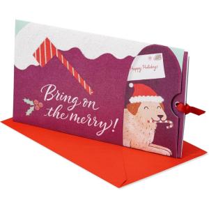 American Greetings Christmas Gift Card Holder and Money Holder Card with Envelope for Cash, Gift Cards, or Checks- Designed by Allison Black (Sweet-Filled)(Mailbox Slider w Puppy)