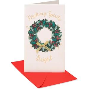 American Greetings Christmas Gift Card Holder and Money Holder Card with Envelope for Cash, Gift Cards, or Checks (You’re Amazing)(Wreath w Bow)