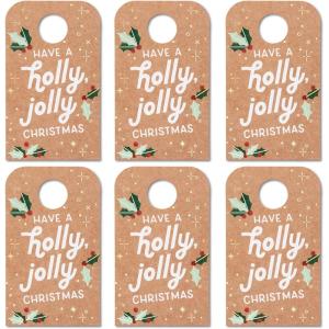 American Greetings Christmas Gift Tags for Wine Bottle, Holly Jolly Christmas (6-Count)