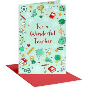 American Greetings Christmas Thank You Cards for Teachers, School is Sweeter (6-Count)(Teacher Icons)