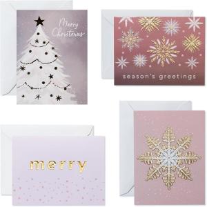 American Greetings Christmas and Holiday Cards Boxed with Envelopes, Metallic Medley (20-Count)(PINK GOLD SILVER PINWHEEL 20CT)