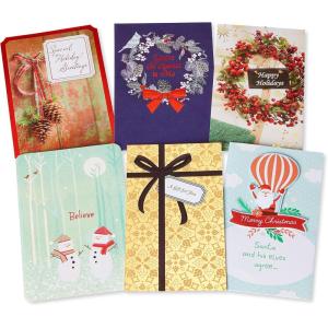 American Greetings Gift Card Holder Holiday Cards, Treat Yourself (6-Count)(Bright & Cheerful Christmas Greetings)