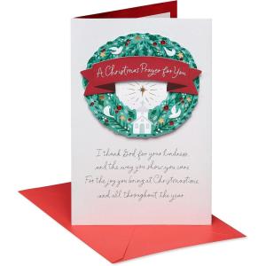 American Greetings Religious Christmas Card (I Thank God for Your Kindness)(Wreath w Icons)