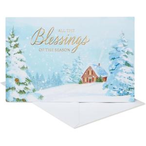 American Greetings Religious Christmas Cards Boxed with Envelopes, Year of Good Cheer (14-Count)(DELUXE CABIN IN WOODS 14CT)