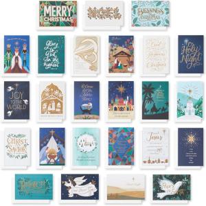 American Greetings Religious Christmas Cards with Envelopes, Traditional Designs (25-Count)(RELIGIOUS XMAS 25 CRD BNDL)