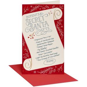 American Greetings Secret Santa Christmas Gift Card Holder and Money Holder Card with Envelope for Cash, Gift Cards, or Checks (Enjoy)(Secret Santa)
