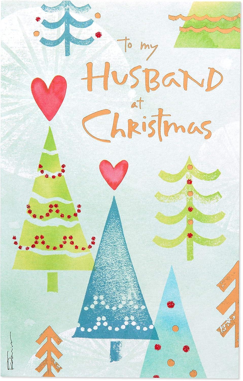 imageAmerican Greetings Christmas Card for Husband I Treasure YouChristmas Trees