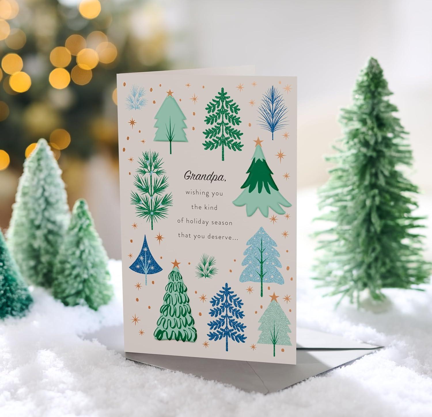 imageAmerican Greetings Merry Christmas Card for Grandpa Special and LovedTree Pattern