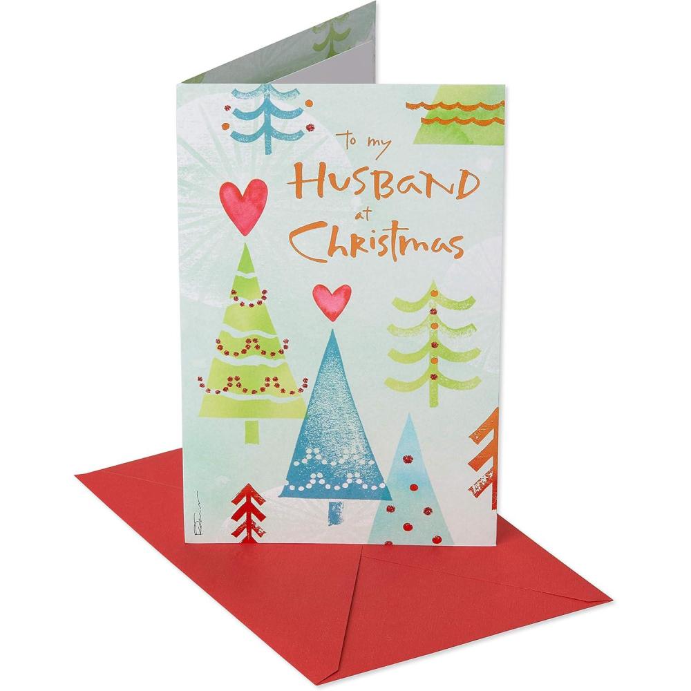 imageAmerican Greetings Christmas Card for Husband I Treasure YouChristmas Trees