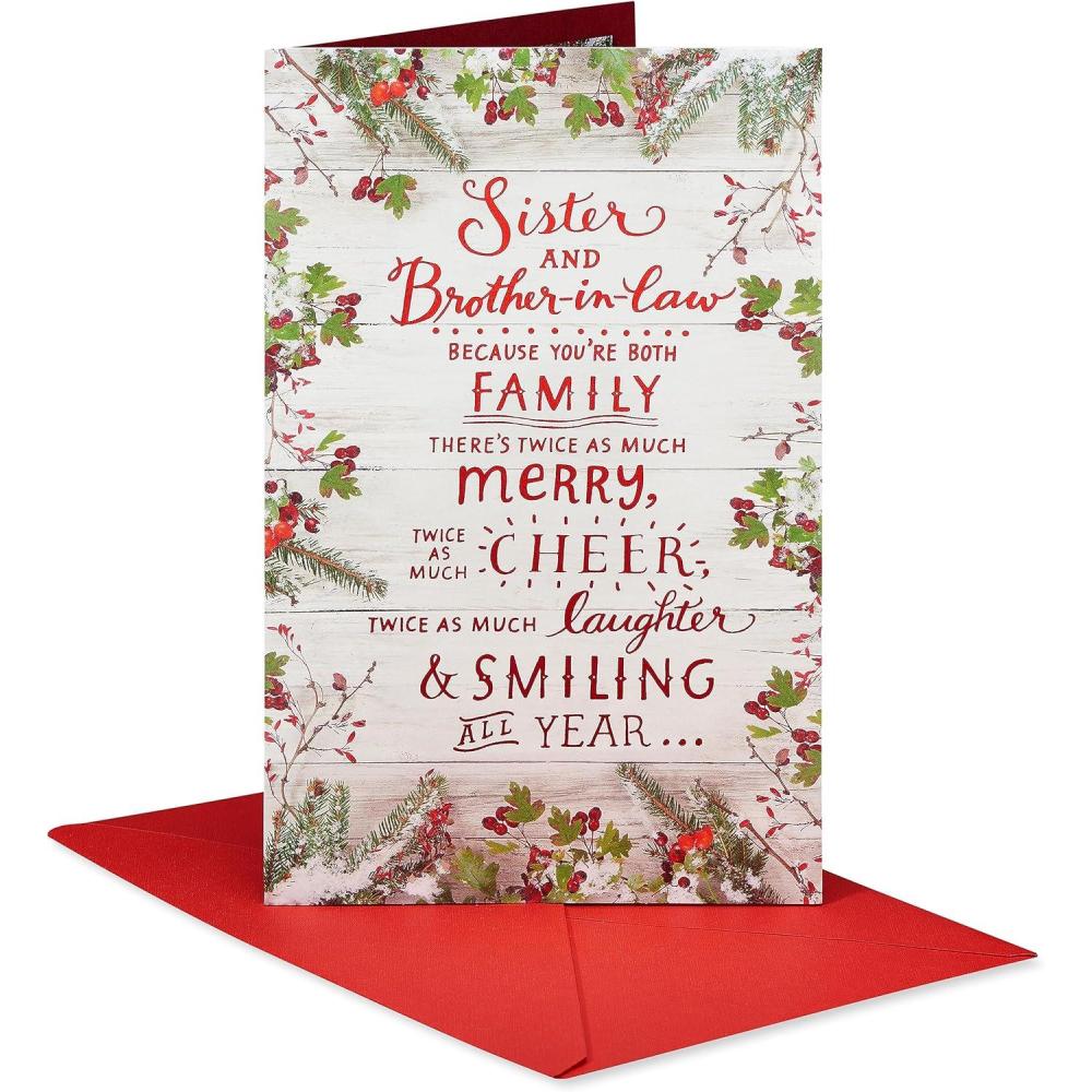 imageAmerican Greetings Merry Christmas Card for Sister and BrotherinLaw How Much You MeanTwice as Much