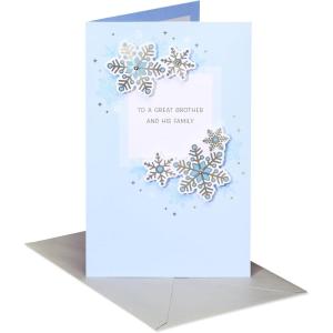American Greetings Funny Merry Christmas Brother Card (Deal With It)(Layered Snowflakes)