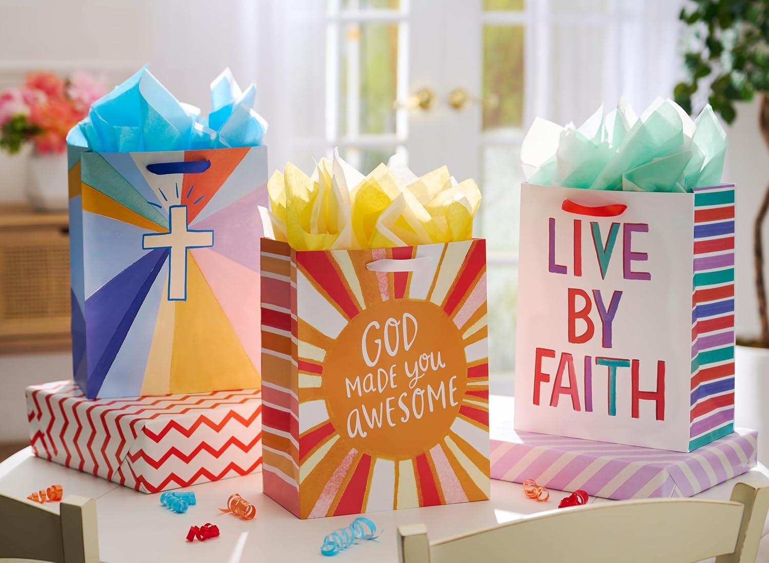 imageAmerican Greetings 160 sq ft Reversible Religious Wrapping Paper Bundle for Weddings First Communions and Baptisms Designed by Kathy Davis White Doves Floral Religious Lettering 4 Rolls 30 in x 16 ftCross and Text