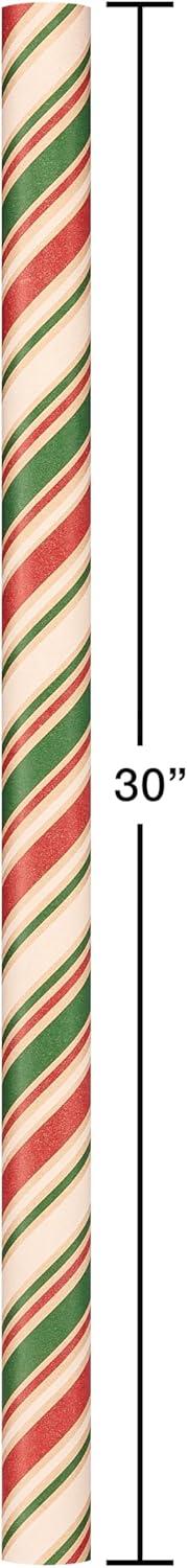 imageAmerican Greetings Vintage Kraft Christmas Wrapping Paper Rolls Red Green and Brown Kraft Holiday Gift Wrap 80 sq ft 4 Rolls30 in x 8 ft Holly Berries Stripes Dots SnowflakesRed Green and Kraft