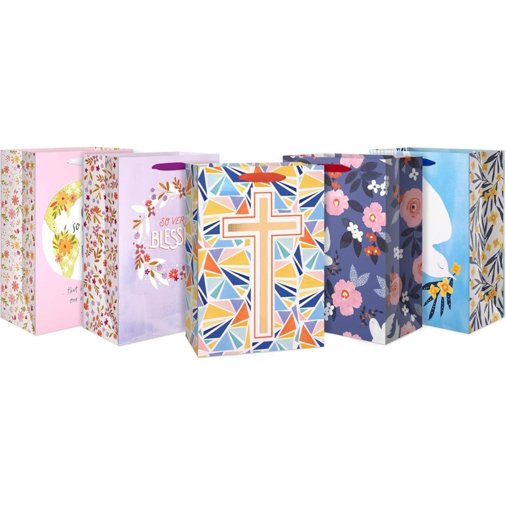 imageAmerican Greetings 160 sq ft Reversible Religious Wrapping Paper Bundle for Weddings First Communions and Baptisms Designed by Kathy Davis White Doves Floral Religious Lettering 4 Rolls 30 in x 16 ftCross Bible Verse Dove