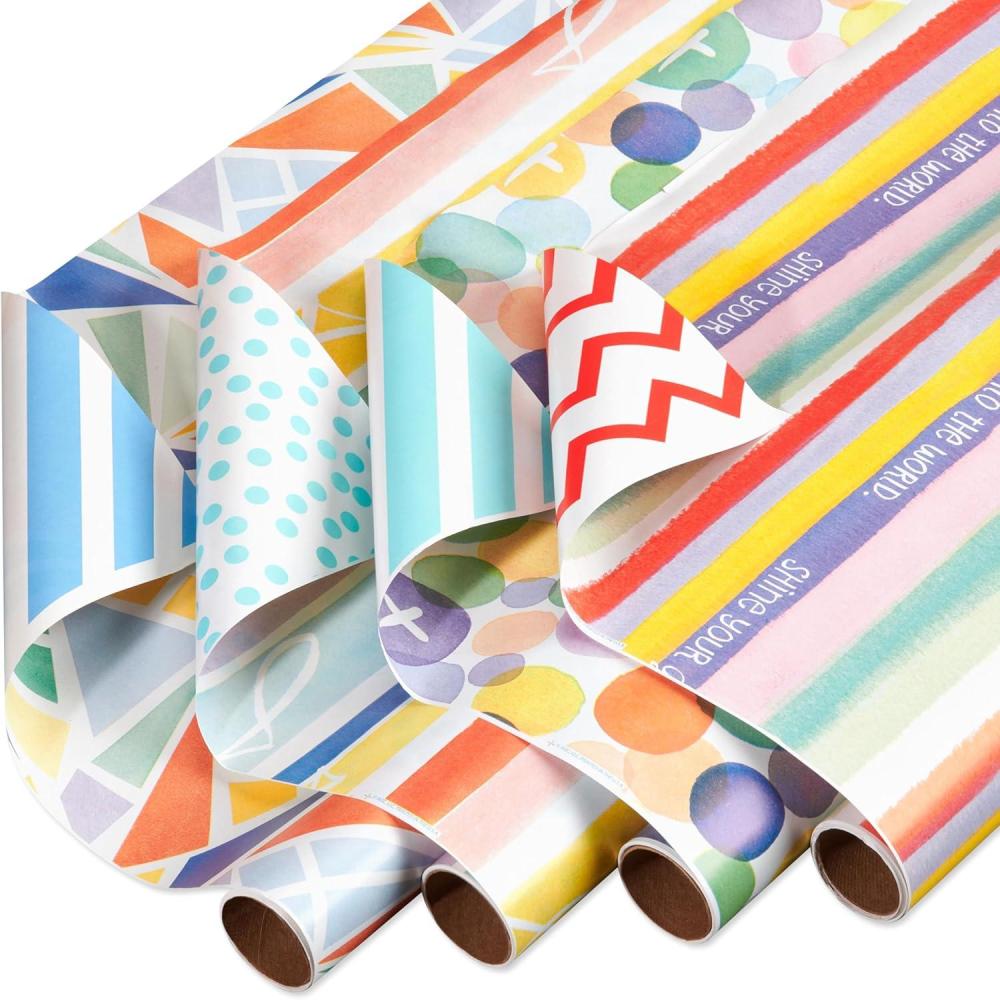 imageAmerican Greetings 160 sq ft Reversible Religious Wrapping Paper Bundle for Weddings First Communions and Baptisms Designed by Kathy Davis White Doves Floral Religious Lettering 4 Rolls 30 in x 16 ftCross Polka Dots Stained Glass and ZigZag Stripes
