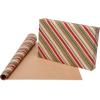 American Greetings Vintage Kraft Christmas Wrapping Paper Rolls, Red, Green and Brown Kraft Holiday Gift Wrap (80 sq. ft., 4 Rolls-30 in. x 8 ft.) Holly Berries, Stripes, Dots, Snowflakes(Red  Green and Kraft)